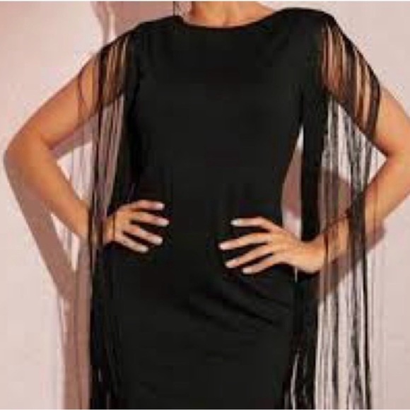 Lavish Alice Black Fringe Mini Dress - Picture 4 of 9